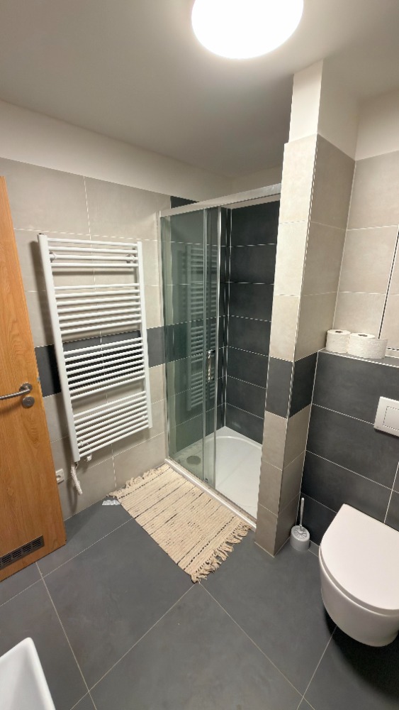 Koupelna se sprchovým koutem a WC